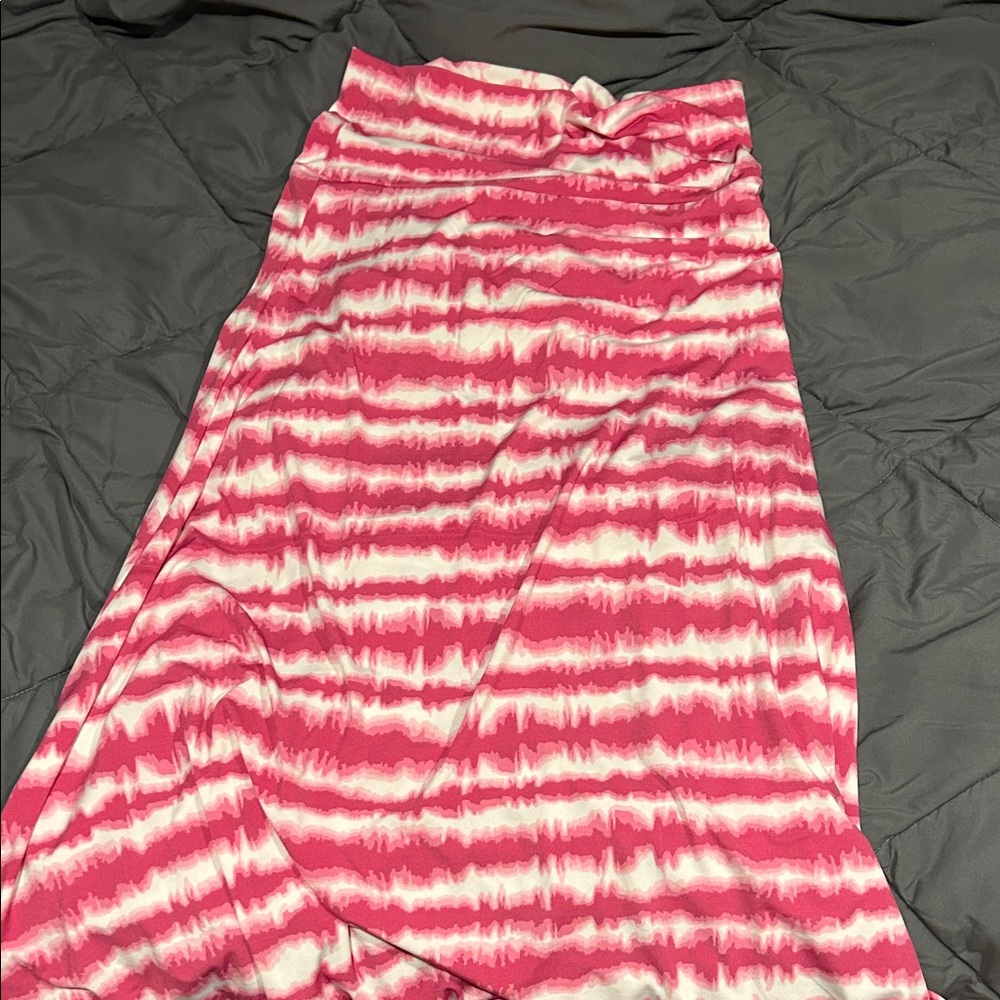 LuLaRoe Pink and White Maxi Skirt